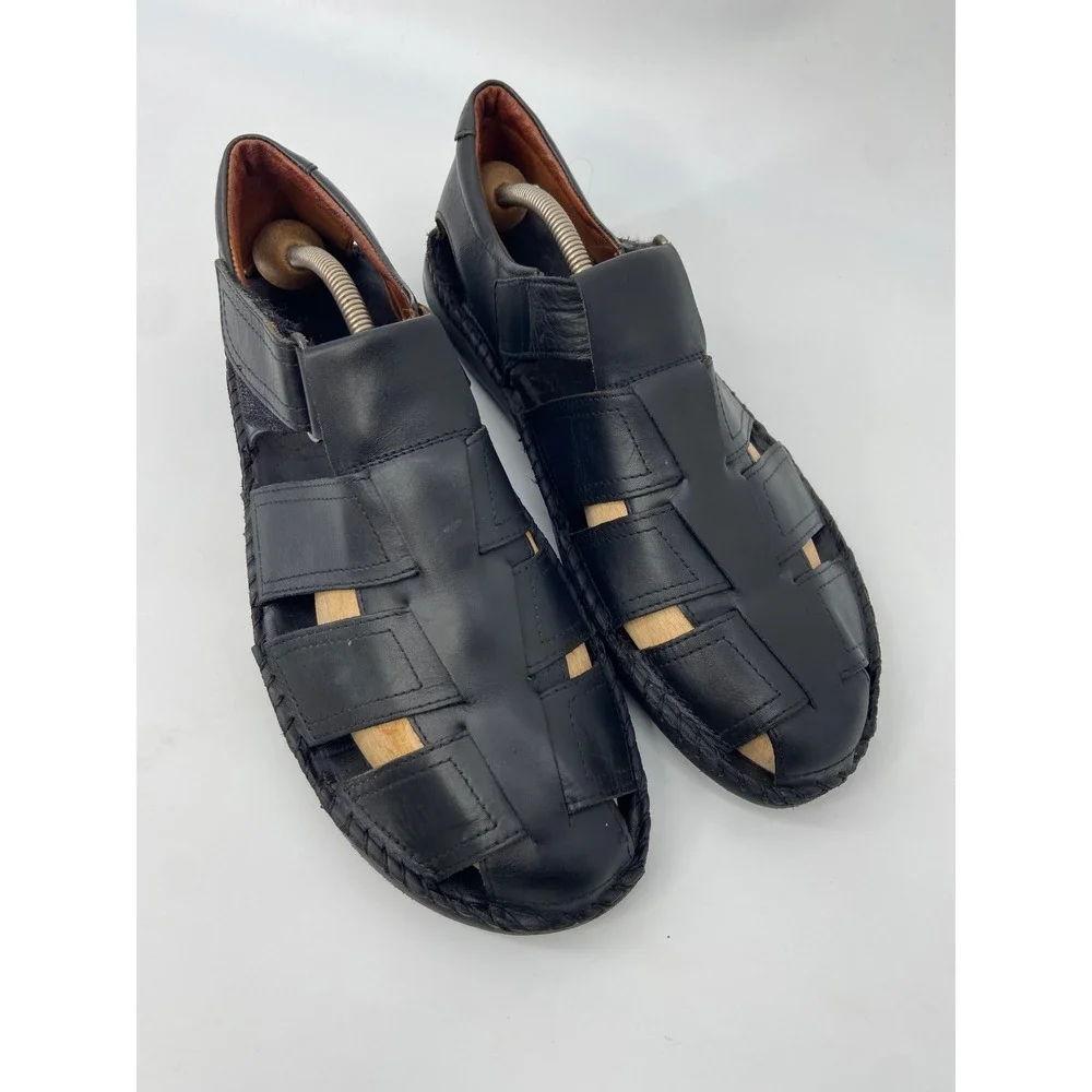 Pikolinos Fisherman Sandals Mens EU 45 US 11.5 Black Tarifa Casual Leather Spain